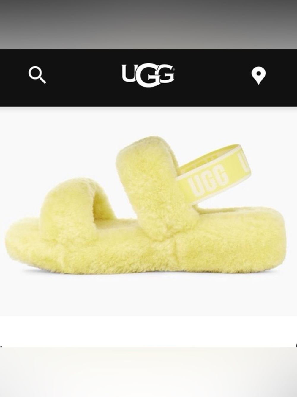 UGG Oh Yeah Slides Sulfur Yellow Fluffy Platform Slingback Sandals Size 7